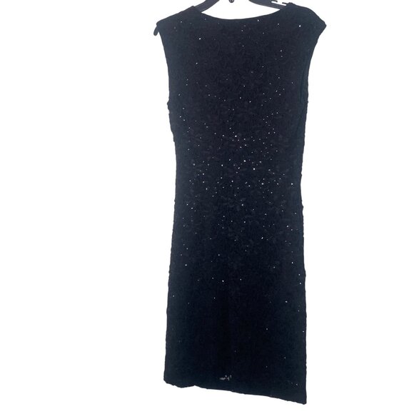 Connected Apparel Black Sequin Dress Size 12 Elegant NYE Holiday Party Occasion - Picture 4 of 12